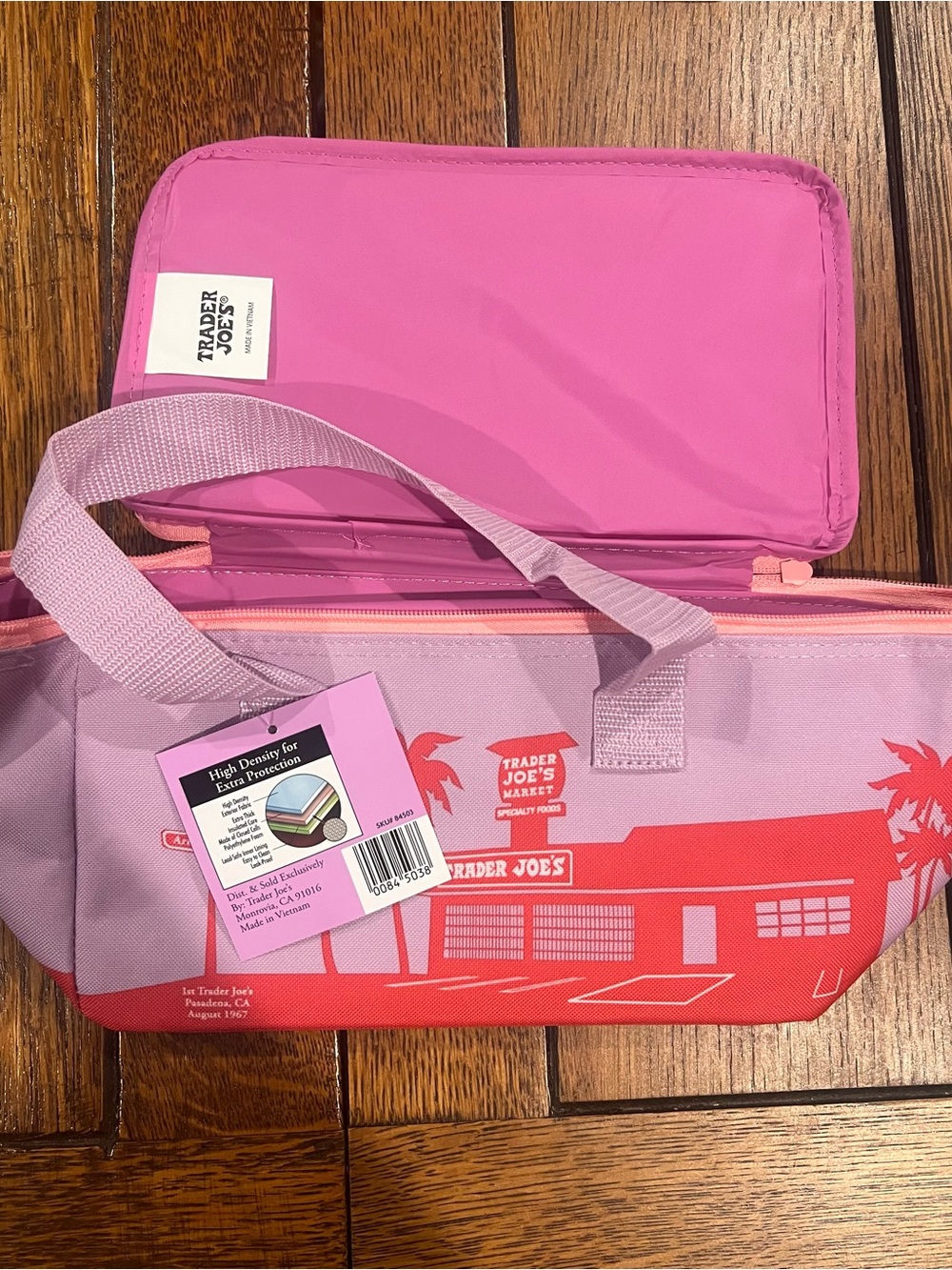 Trader Joe's Pink & Lavender Insulated Tote Bag